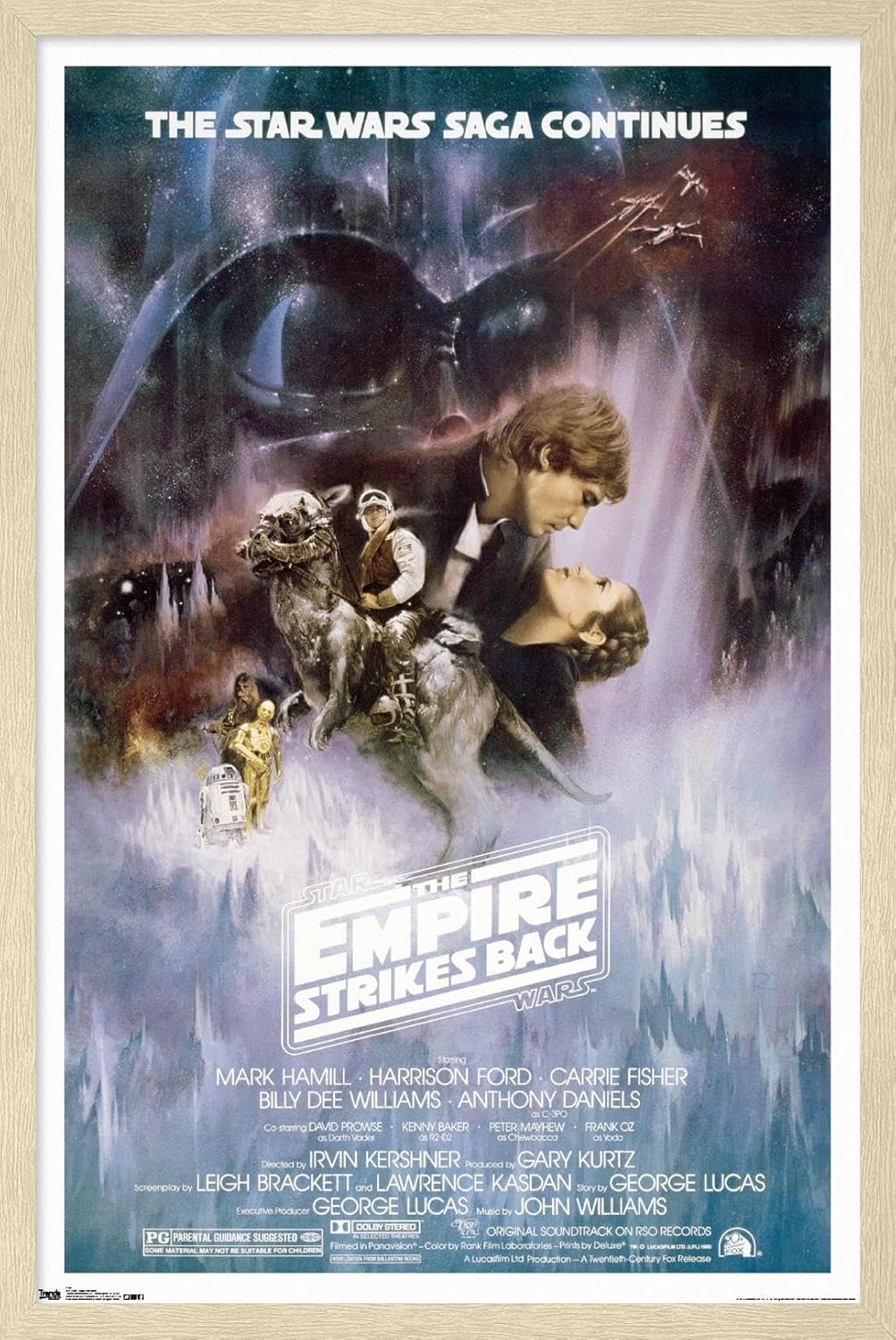 Trends International Star Wars: The Empire Strikes Back - The Saga Continues One Sheet Wall Poster, 22.375" x 34", Black Framed Version