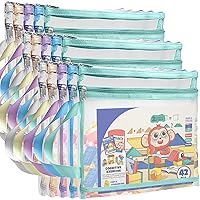 Vista 1 de Paquete de 15 bolsas de malla con cremallera, almacenamiento de bloques de construcción de rompecabezas de doble capa, bolsas de bloques de nailon