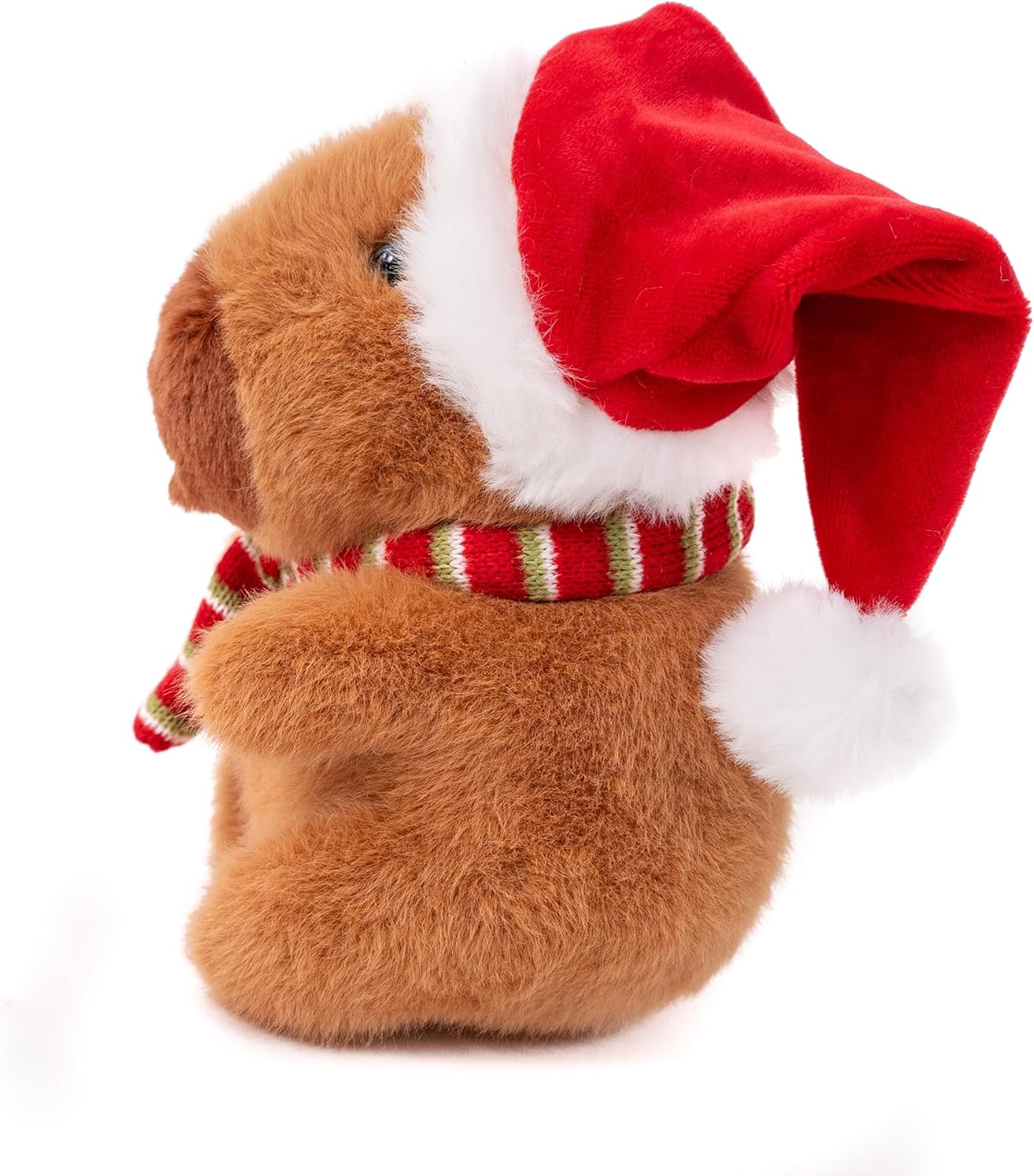 Plushland Christmas Capybara Plush - Festive Stuffed Animal with Santa Hat & Scarf, Cuddly Emotional Support Toy, for Kids & Capybara Lovers 8 Inch
