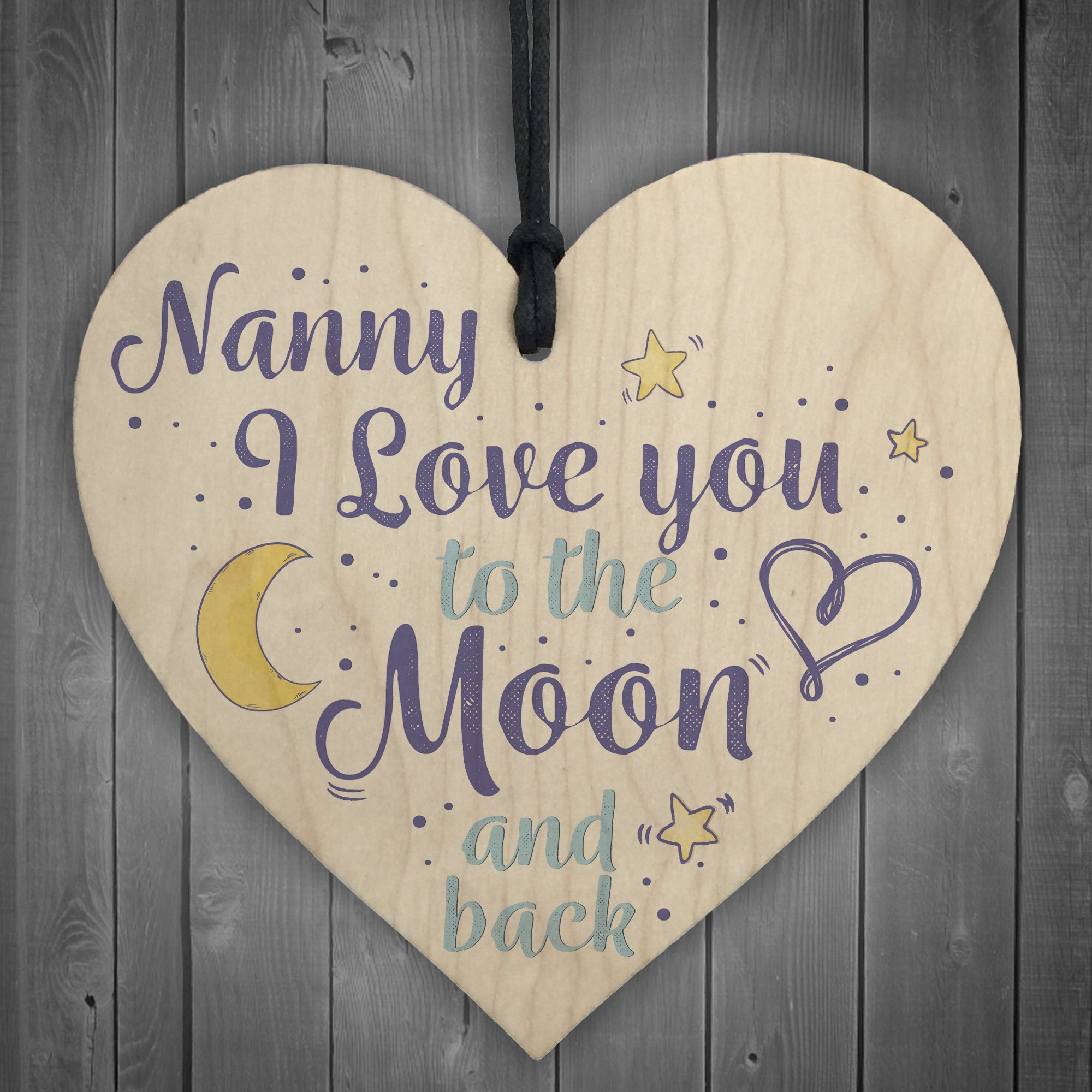 Red Ocean Love You Grandparents Gifts Mum Nan Gran Nanny Parents Wooden Heart Children Birthday Friendship Plaque