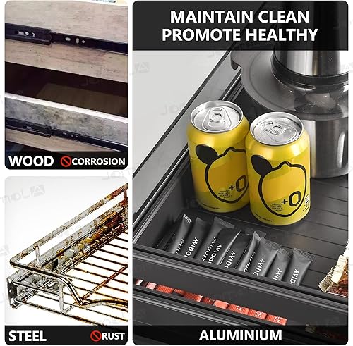 Miniatura 2 de JOMOLA Bandeja deslizante de alta resistencia para armario de cocina, cajón de cocina, cajón de despensa, organizador con divisores de 23 pulgadas