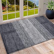 Vaukki Indoor Doormat Entryway Door Rug, Non Slip Absorbent Mud Trapper Mats, Low-Profile Inside Floor Mats, Soft Machine Washable Small Rugs Door Carpet for Entryway (Grey, 24''x36'')