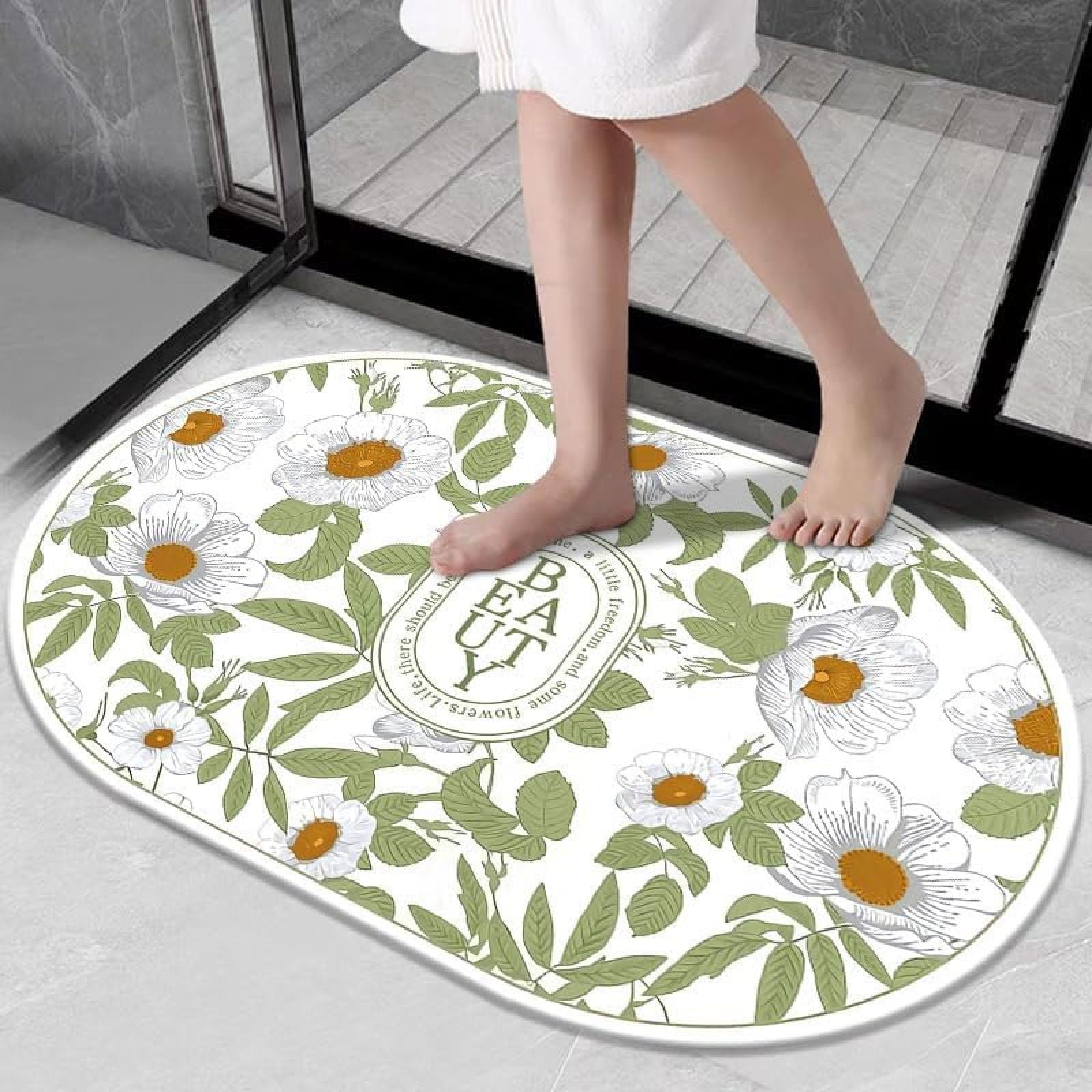 Tapis de salle de bain en diatomite 60x90cm absorbant et antidérapant pour sortie de douche