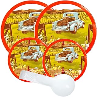 Electric Stove Burner Covers Set of 4 (2 Large, 2 Small) with Spoon Rest (Truck in Vineyard)