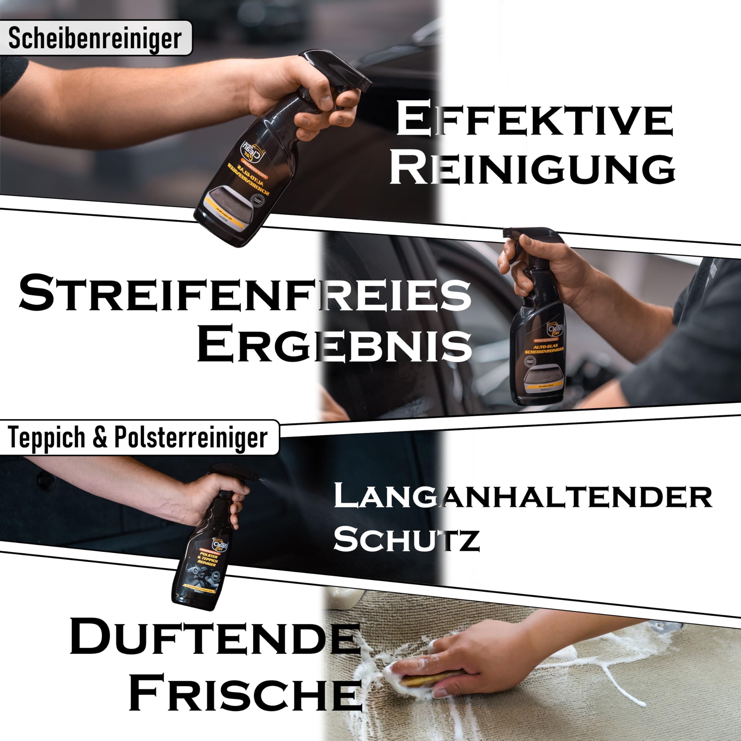 Auto Reinigungsset - und Pflegeset : für den Fahrzeug-Außenbereich und Innenbereich (Autolack, Felgen und mehr - für Innen- und Außenraum) (Komplett-Set)