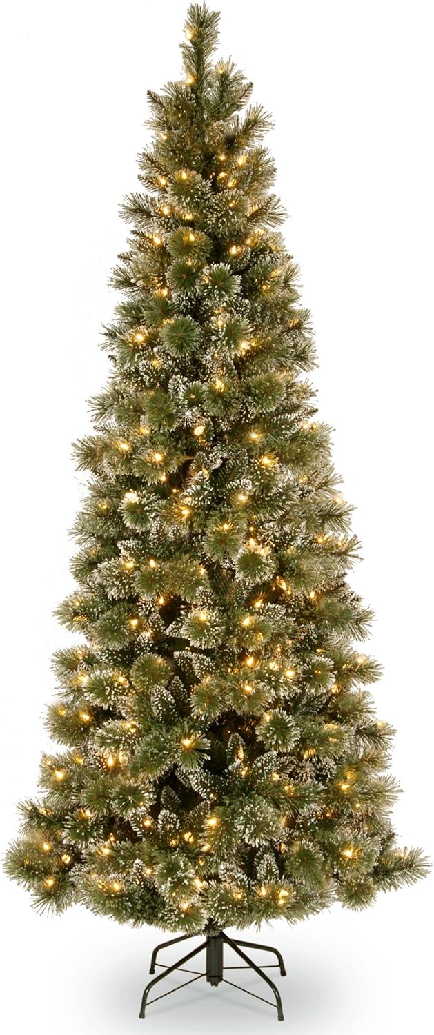 National Tree 7 ft. Glittery Bristle Pine Slim Tree with