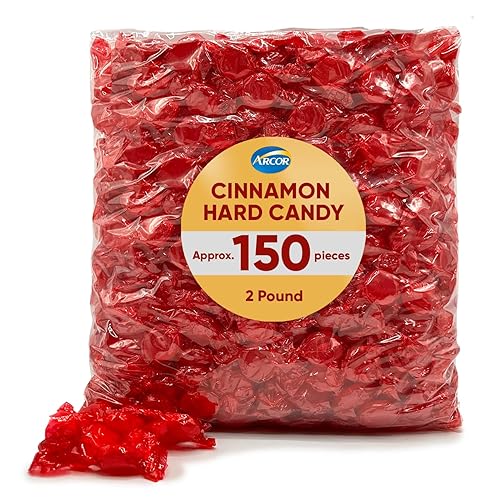 Arcor - Caramelo duro de canela a granel, 2 libras de aproximadamente 150 unidades, caramelo de canela, caramelo duro envuelto individualmente,