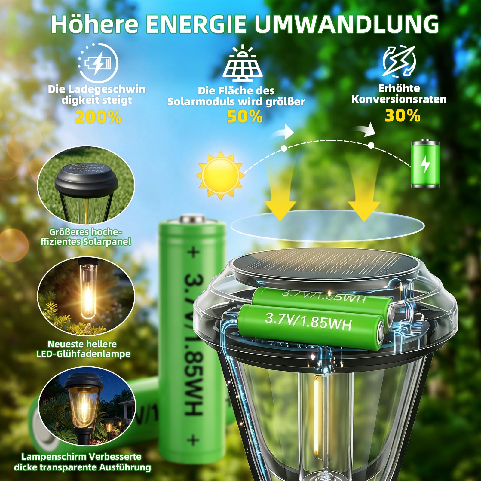Bzavor 8 lampade solari per esterni da giardino, 3000 K, luce bianca calda, lampade solari da giardino, IP65, impermeabili, per esterni, terrazze, sentieri