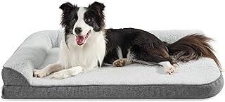 Lesure Orthopädisches Hundebett für große Hunde, 106 x 76 x 16,5 cm, Hundesofa mit Eierkarton-Schaumstoff und wasserfestem Innenfutter, gemütlich, waschbar, Grau product image