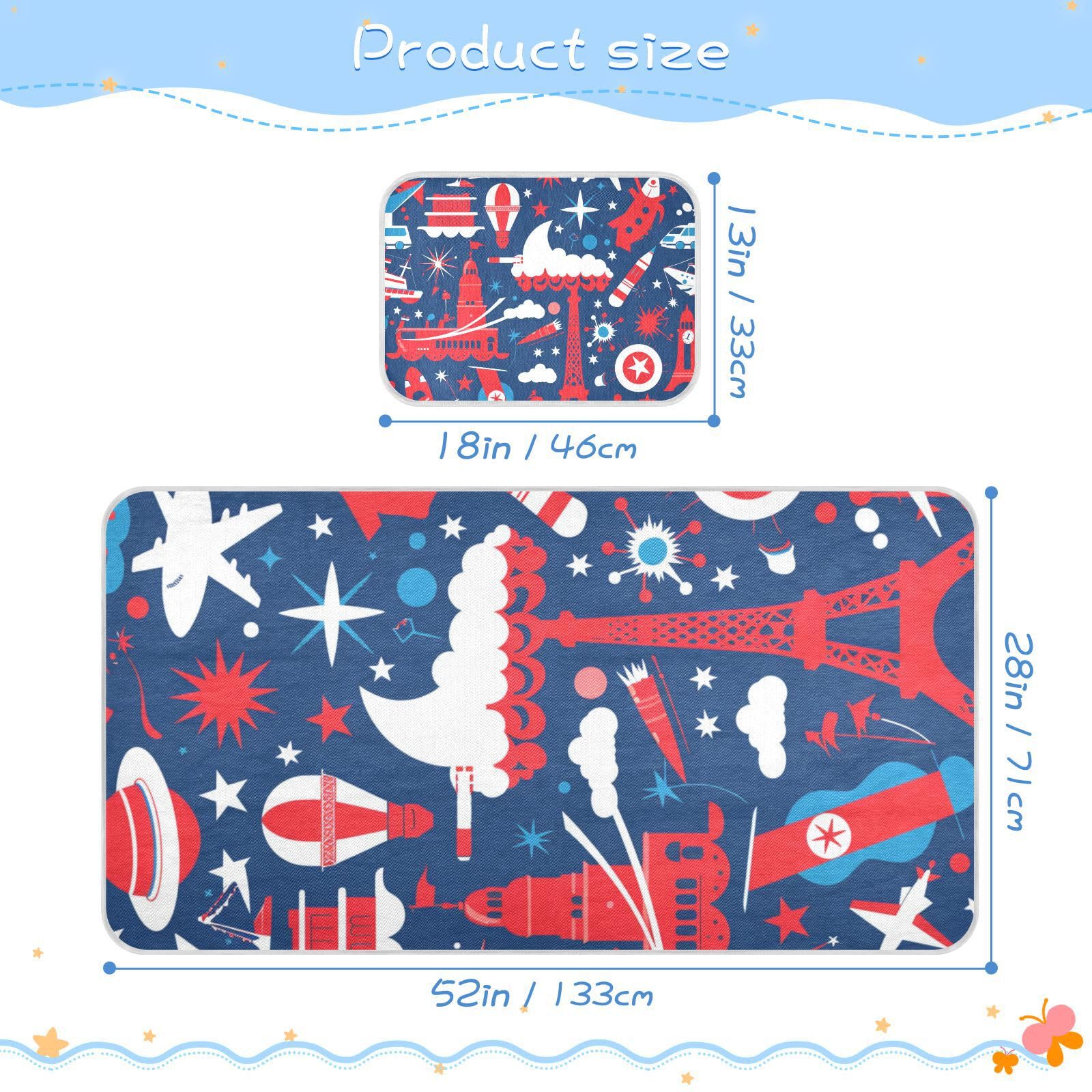 Red and White 4th of July Independence Day Cooling Baby Mattress Pee Training 28