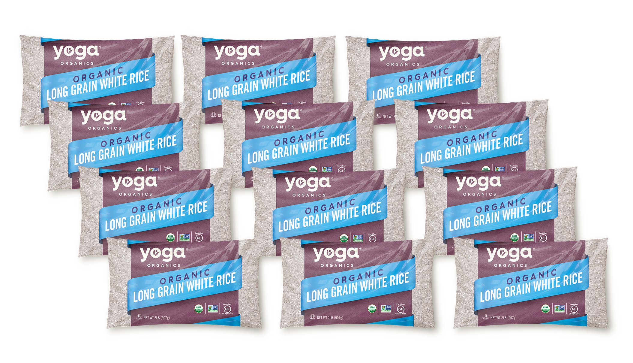 YogaOrganic Long Grain White Rice - GMO, Sodium & Cholesterol Free (32 oz) (Pack of 12)