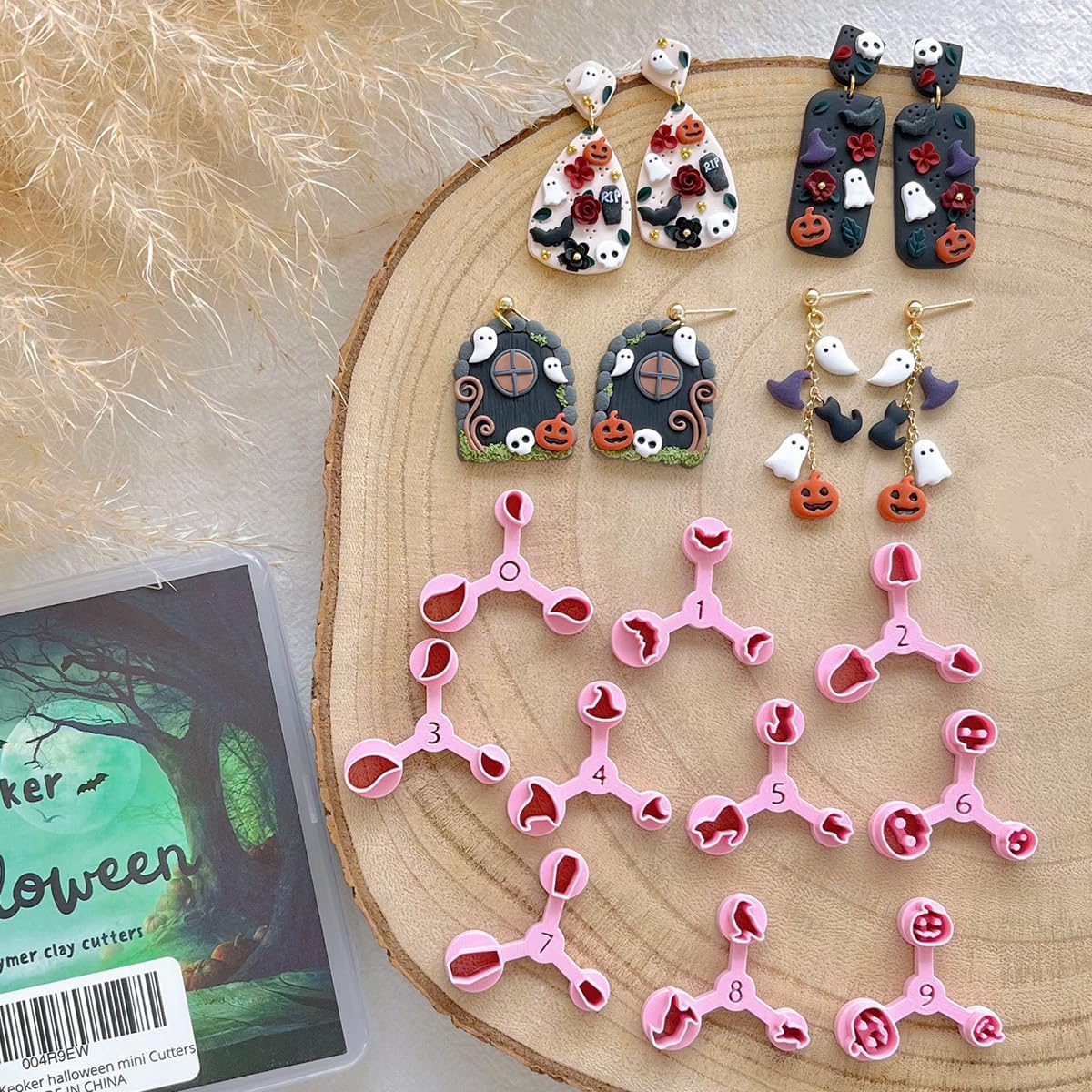 Keoker Mini Polymer Clay Cutters Halloween, 10 Shapes Halloween Clay Cutters for Polymer Clay Jewelry 3 Sizes(Micro. Mini, Small), Decoration to Make Halloween Earrings