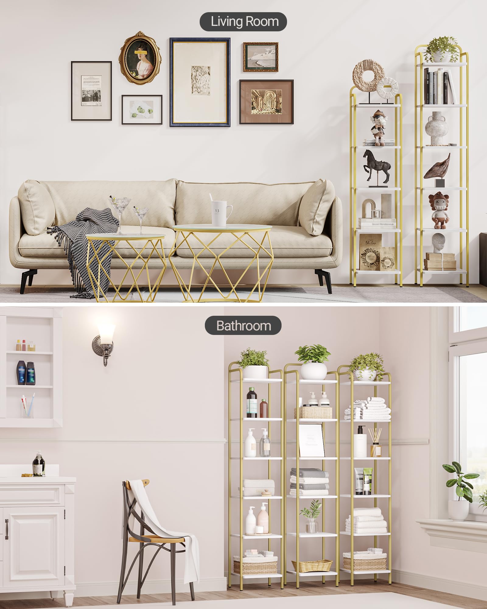 Hzuaneri Bibliothèque 5 Niveaux, Étagère En échelle En Verre Trempé, étagère Mince Pour La