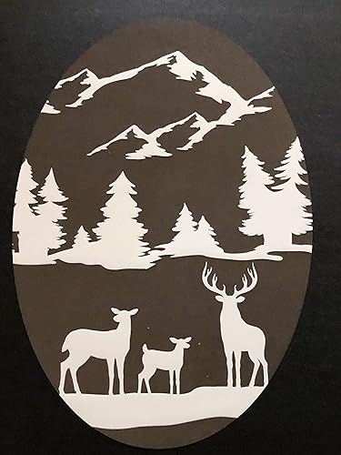 Miniatura 2 de DCentral® Deer Family - Vinilo decorativo para ventana "Grabado" Adhesivo de vidrio – 8" x 12" Objetos son opacos - Fondo es transparente