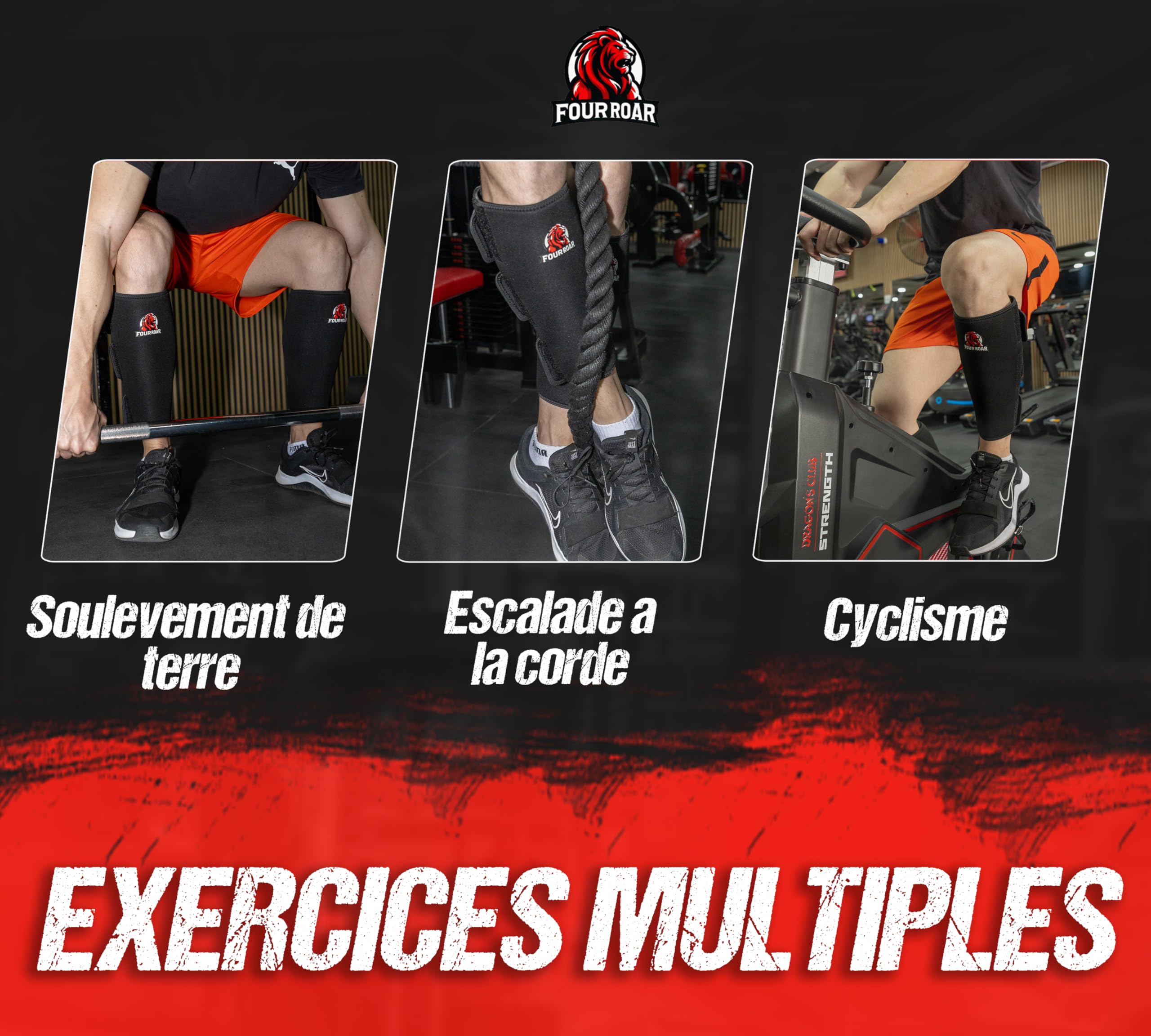 Protège-tibias FourRoar Néoprène 7 Mm – CrossFit, Deadlift, Compression, Taille Unique !