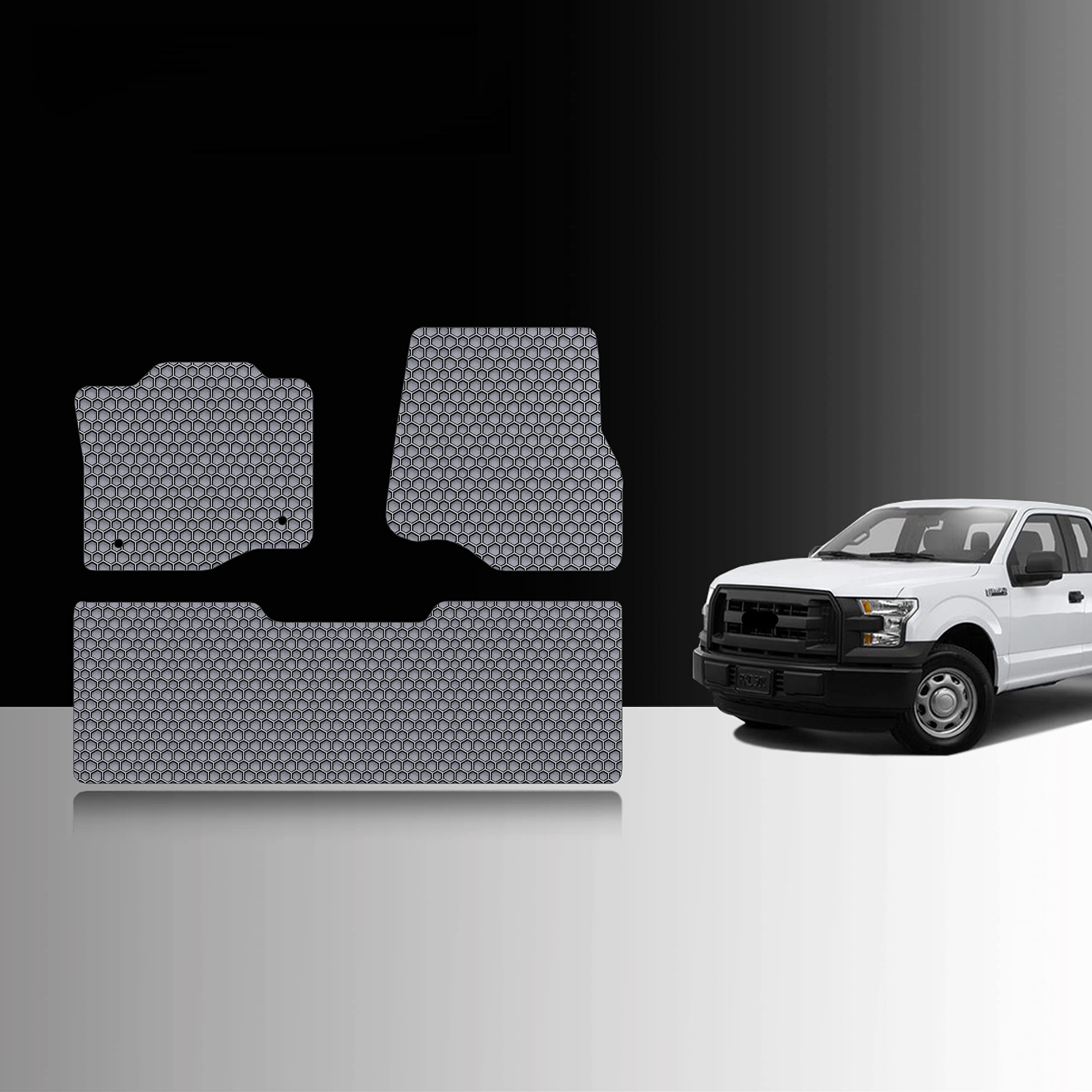 TOUGHPRO Floor Mats Accessories Set (Front Row + 2nd Row) Compatible with Ford F150 (Super Cab) All Weather Heavy Duty Gray Rubber 2015 2016 2017 2018 2019 2020 2021 2022 2023