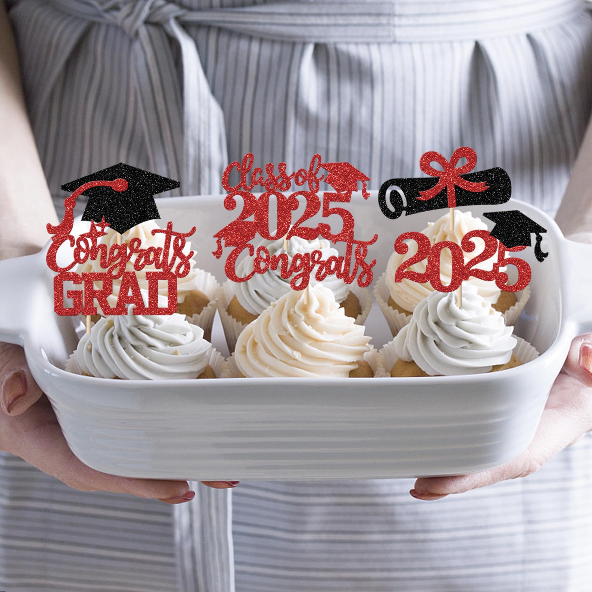 24 Stück Cupcake-Topper 'Klasse 2025' Mit Glitzer – Abschlussfeier Deko Für Cupcakes & Kuchen