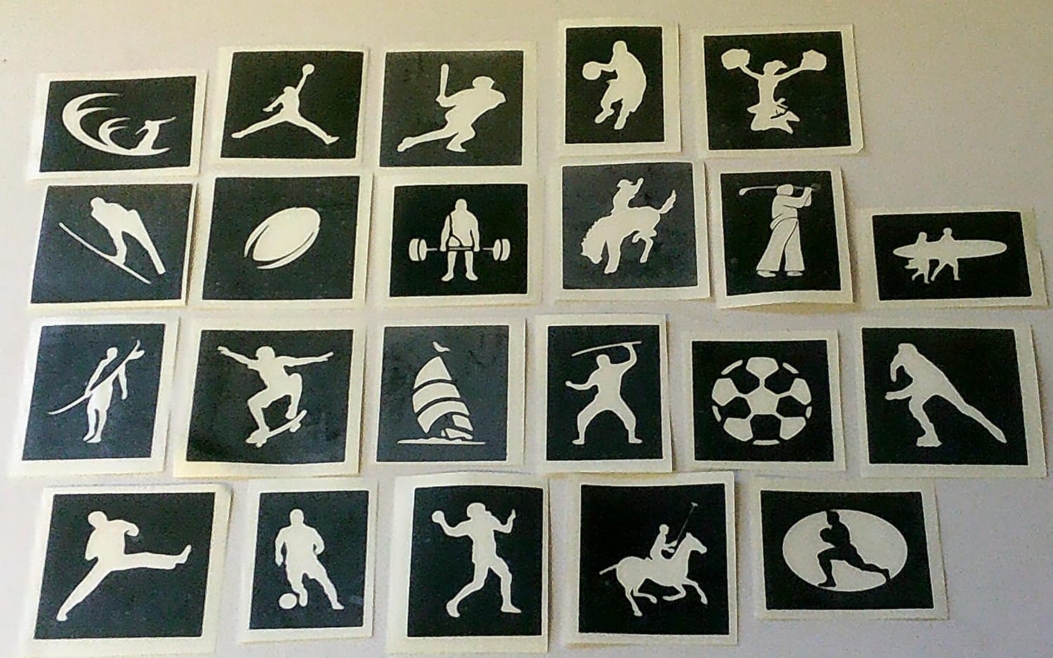 Dazzle Glitter Tattoos 25 x Sport Themed Stencils for Etching on Glass