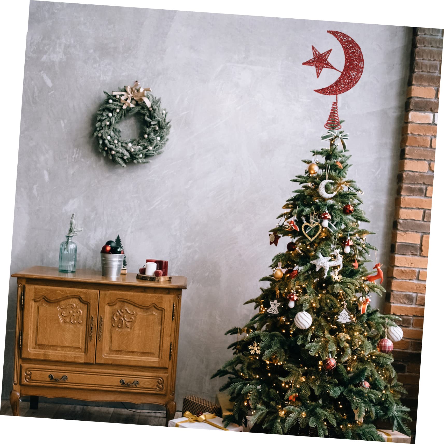 Zerodeko 2 Piezas Estrella Superior del árbol de Navidad Estrella de la Copa del árbol iluminada Adornos de Purpurina para árbol Ornamento decoración Topper de árbol de Vacaciones Interior
