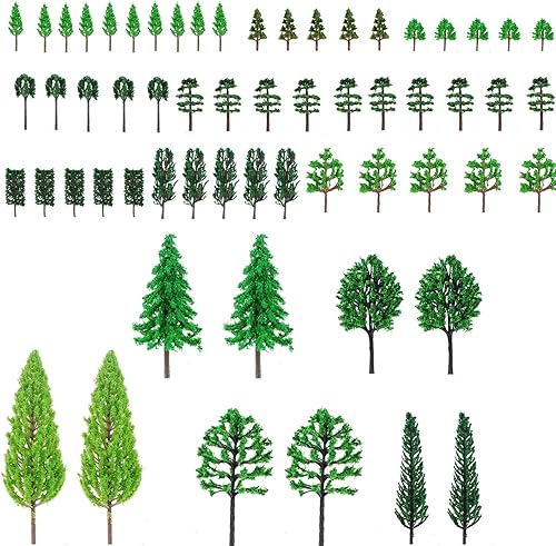 60 piezas de 1.77-6.29 pulgadas modelo mixto árboles accesorios modelo tren paisaje arquitectura árboles modelo paisaje sin soportes