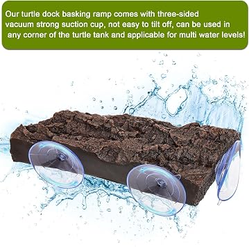 ZENFUN Turtle Basking Platform, Fish Tank Aquarium Tortoise Climbing Platform with 3 Suction Cups, Baby Tortoise Resting Terrace, Climbing Ramp Shale Reptiles Dock for Terrapins, Frogs