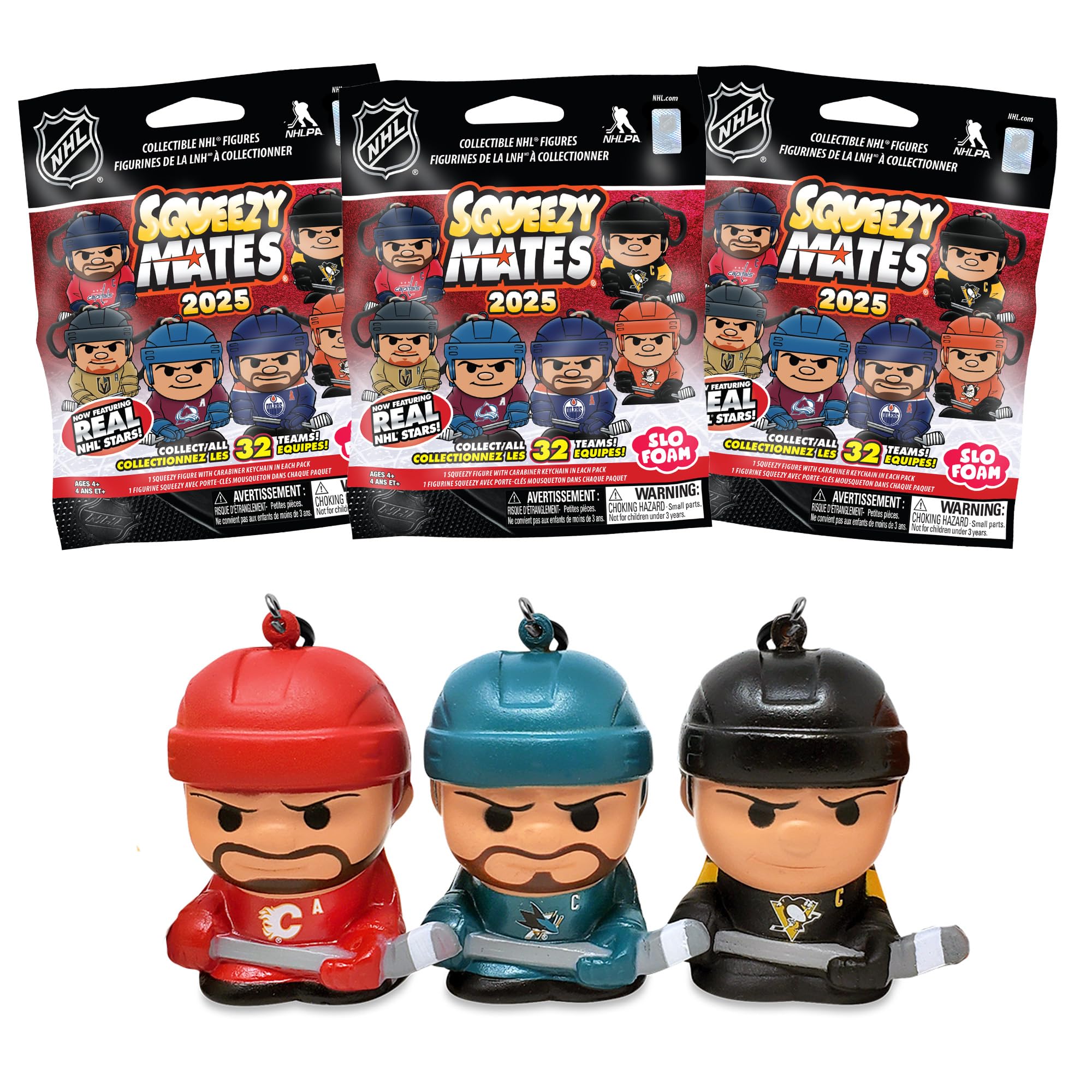 SqueezyMates NHL Hockey Mystery Blind Bag, 3-Pack