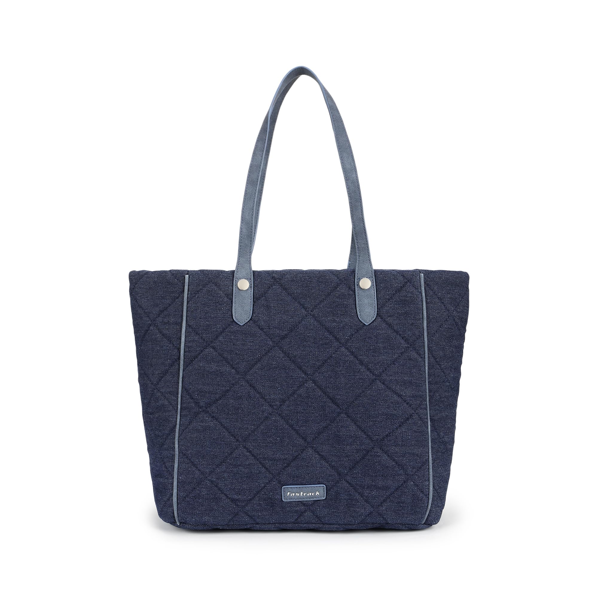 Classic Denim Tote Bag | Quilted Design | 14-Inch Laptop Compatible With Padded Sleeve | Sturdy Dual Handles | Zipper Closure & Organizer Pocket | Natural Indigo Denim | 6-Month Warranty-image-41