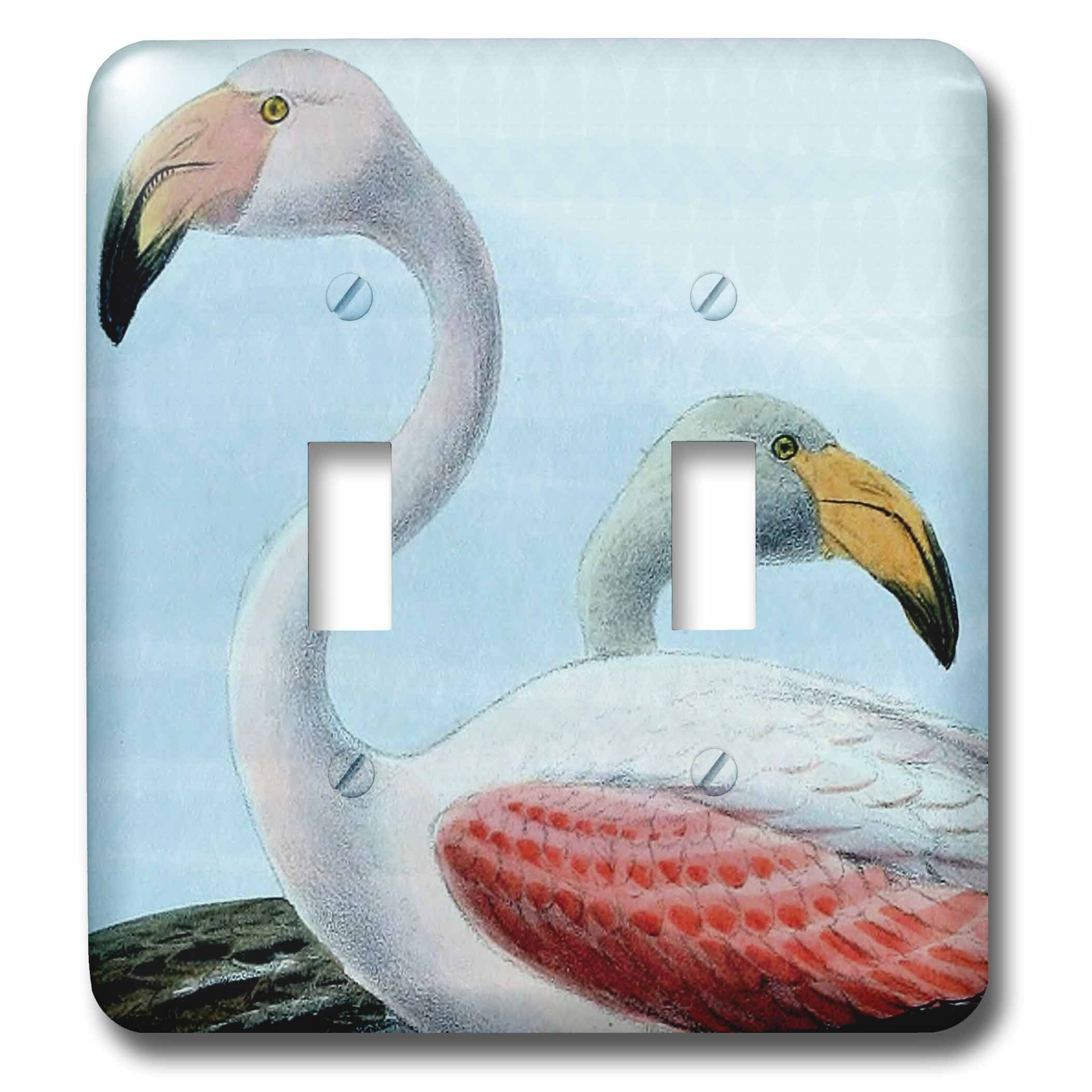 Interrupteur a bascule double retro au motif Vintage Flamingos pour salon et chambre