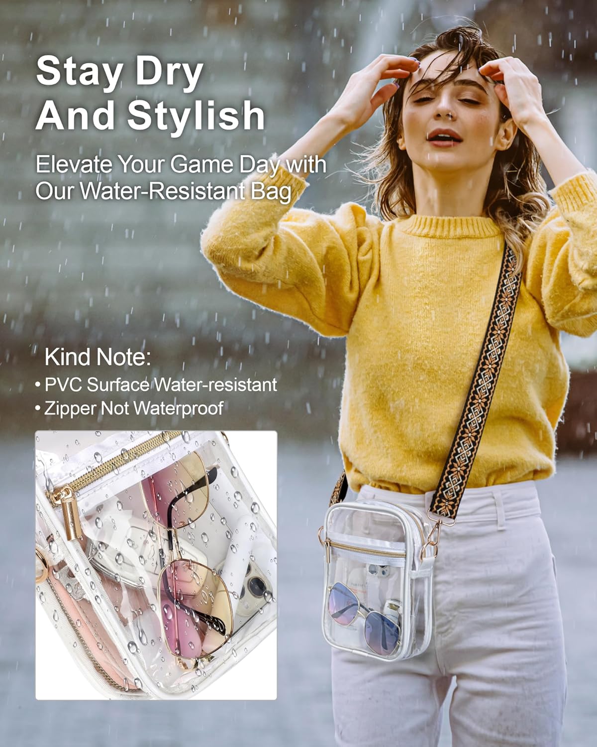 PACKISM Clear Bag for Stadium Events - Clear Purses for Women Transparent Crossbody Messenger Bag for Concerts Game Day - Image 7