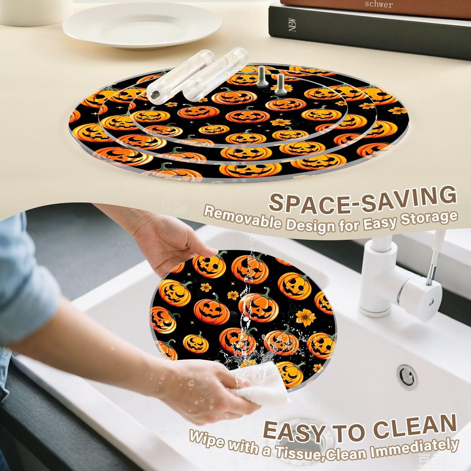 Pumpkin Flowers Floral Halloween 3 Tier Acrylic Cupcake Stand, Cupcake Stand for 34 Cupcakes for Weddings, Christmas,Holidays,Parties,Birthday,Printed Cupcake Tower 23300338