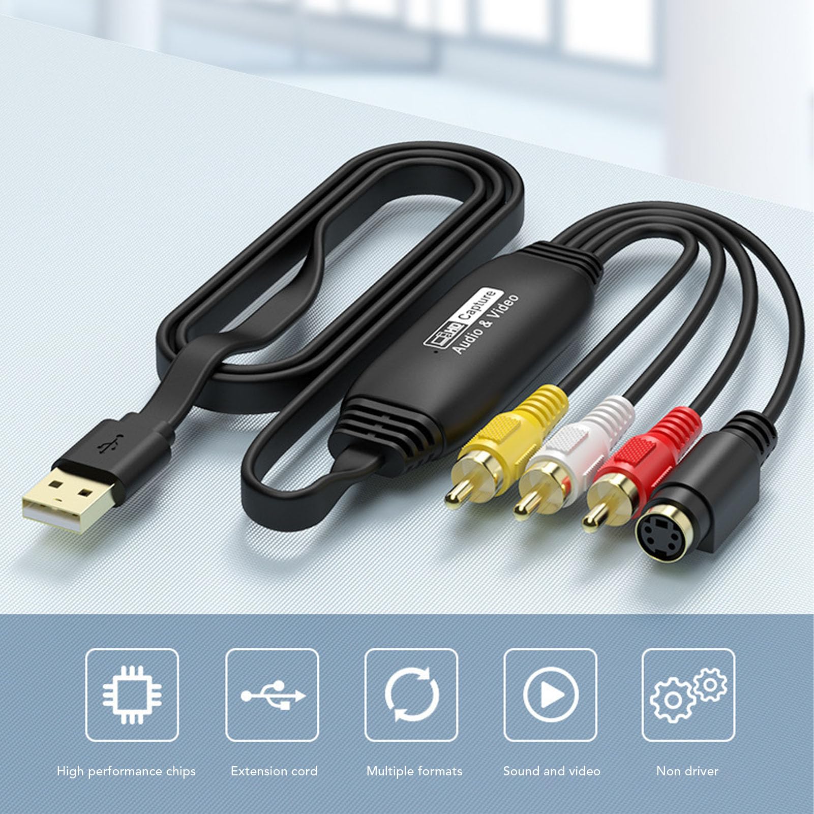 PUSOKEI Convertitore da VHS a Digitale, Converte VHS Mini DV VCR Hi8 DVD in Digitale, Dispositivo Scheda di Registrazione Video USB 2.0 1080P, per PC TV Lettore Cassette Videocamera