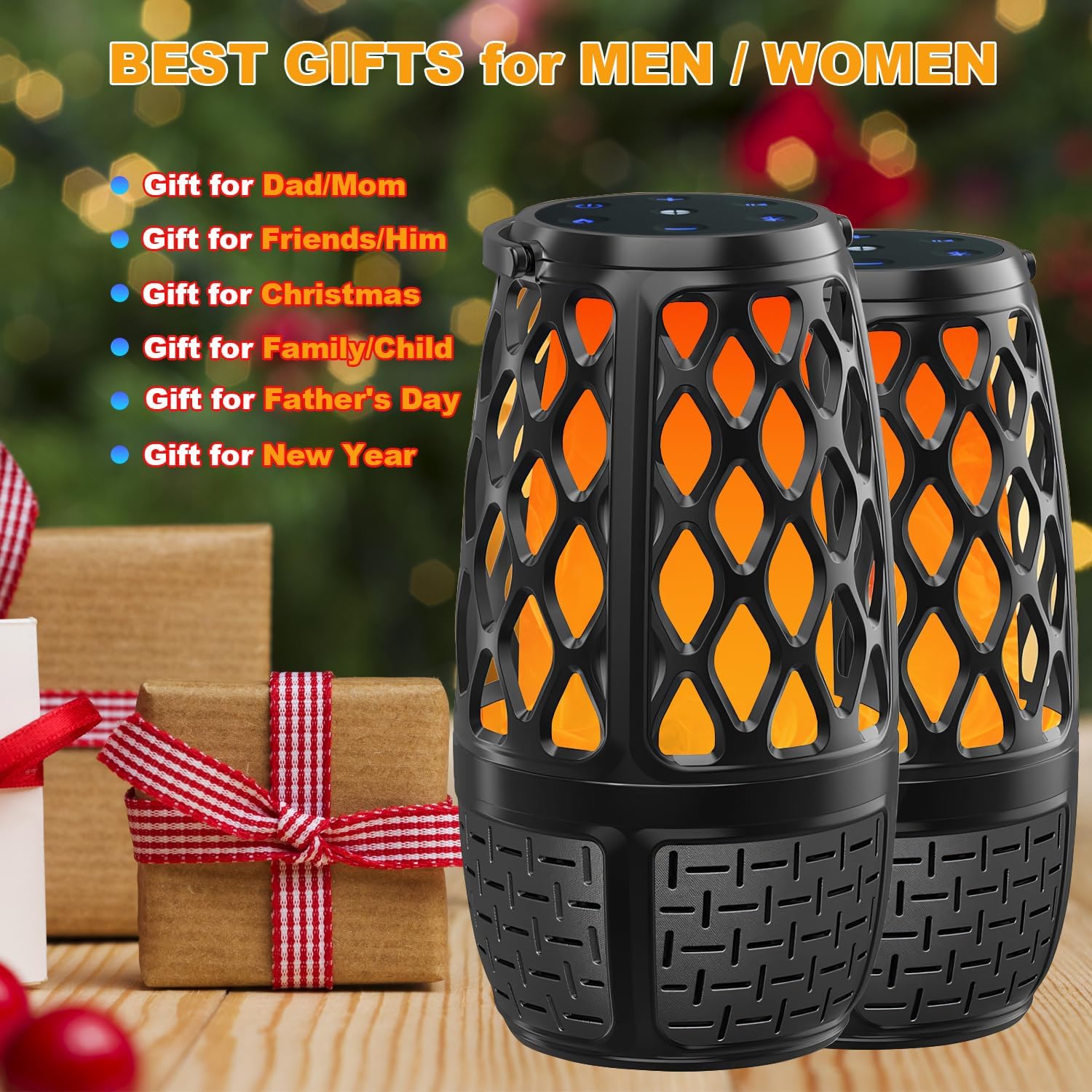 Upgraded Outdoor Bluetooth Speakers with Lights, IPX6 Waterproof Flame Atmosphere Outdoor Speaker, Auto-Pairing Multi-Sync up to 100 Speakers, Cool Tech Gadget Gifts for Men Women, Patio Garden Party - Image 6