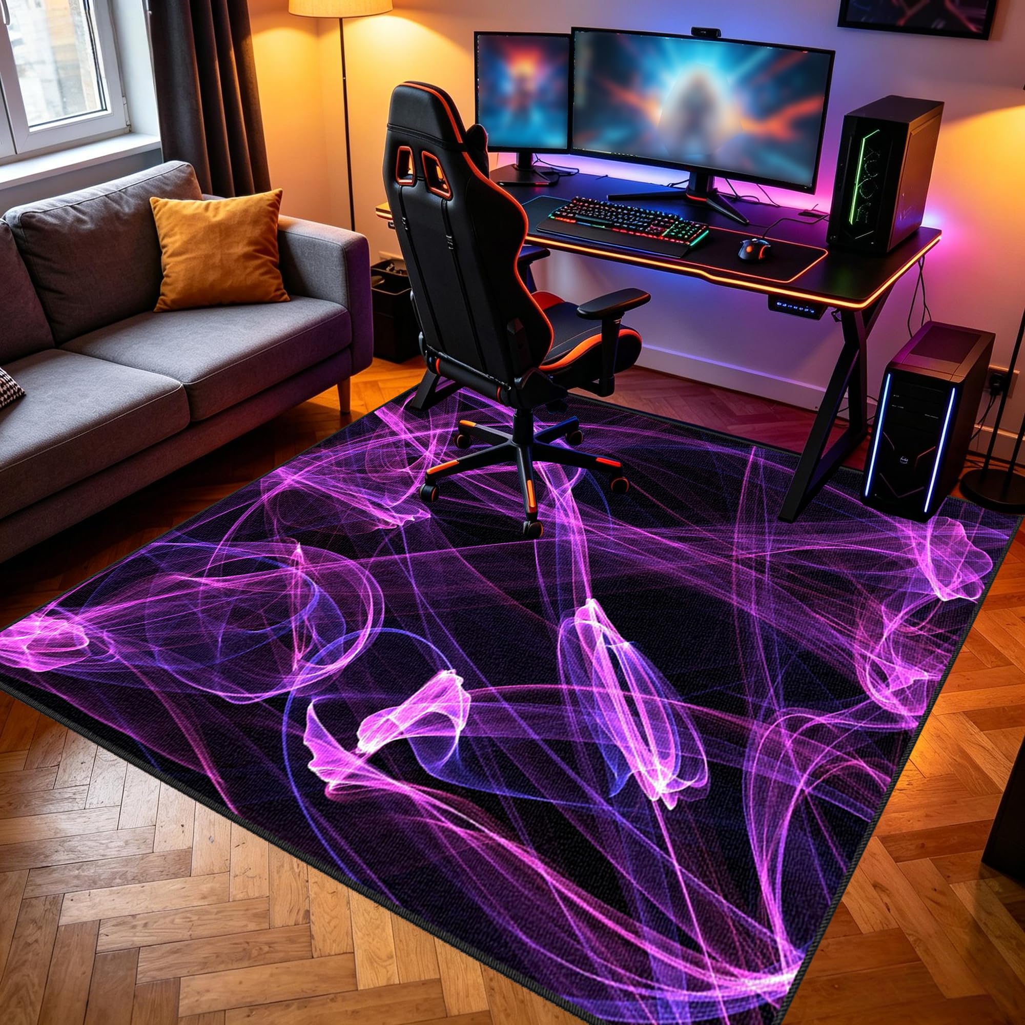 Dywanik dla graczy, antypoślizgowa wycieraczka, 80 x 130 cm, mata ochronna na podłogę, do pokoju gamingowego, do obszaru zabaw, podkładka pod krzesło komputerowe, podkładka pod krzesło