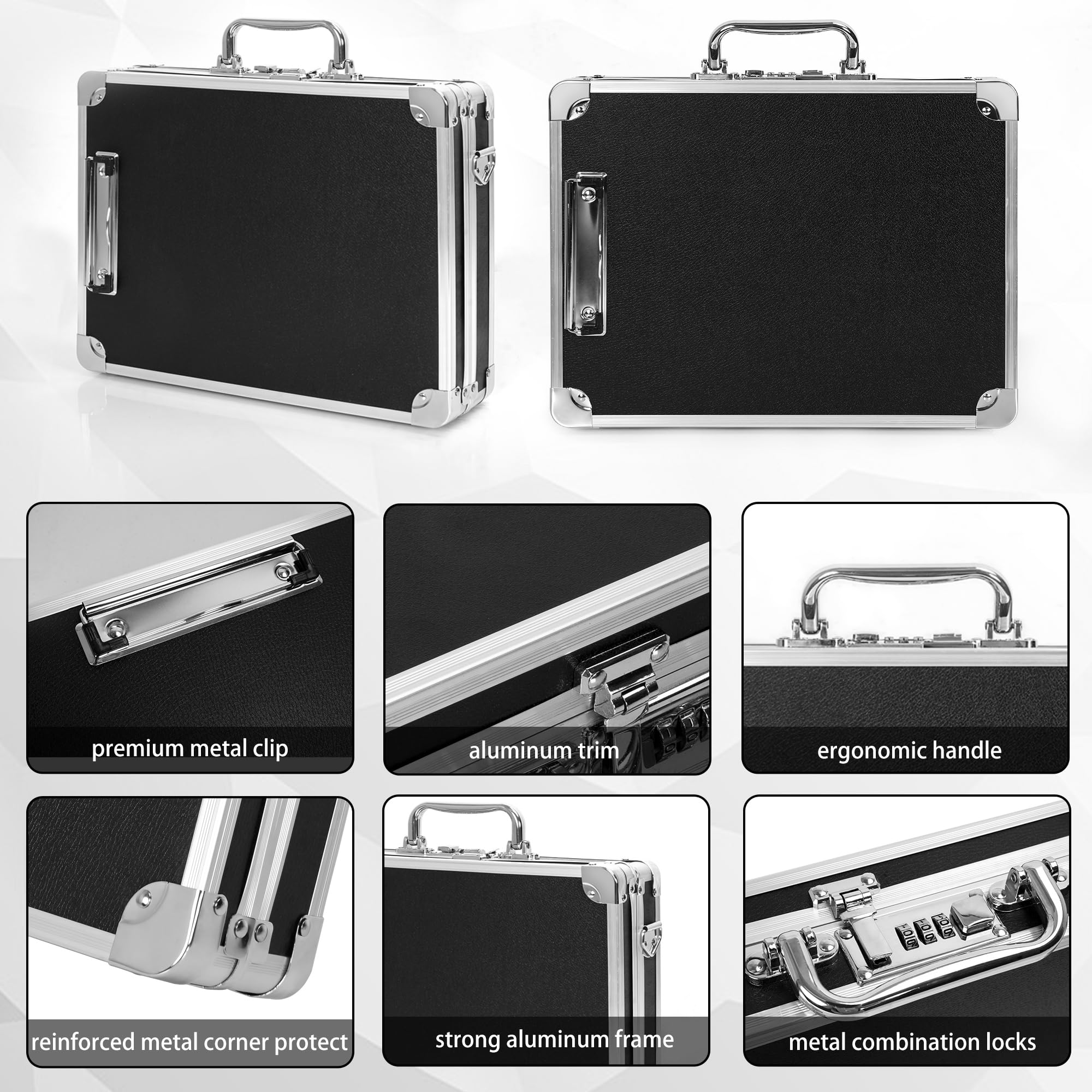 Snapklik.com : LASUK Aluminum Briefcase, Key Lock Clipboard Storage Box ...