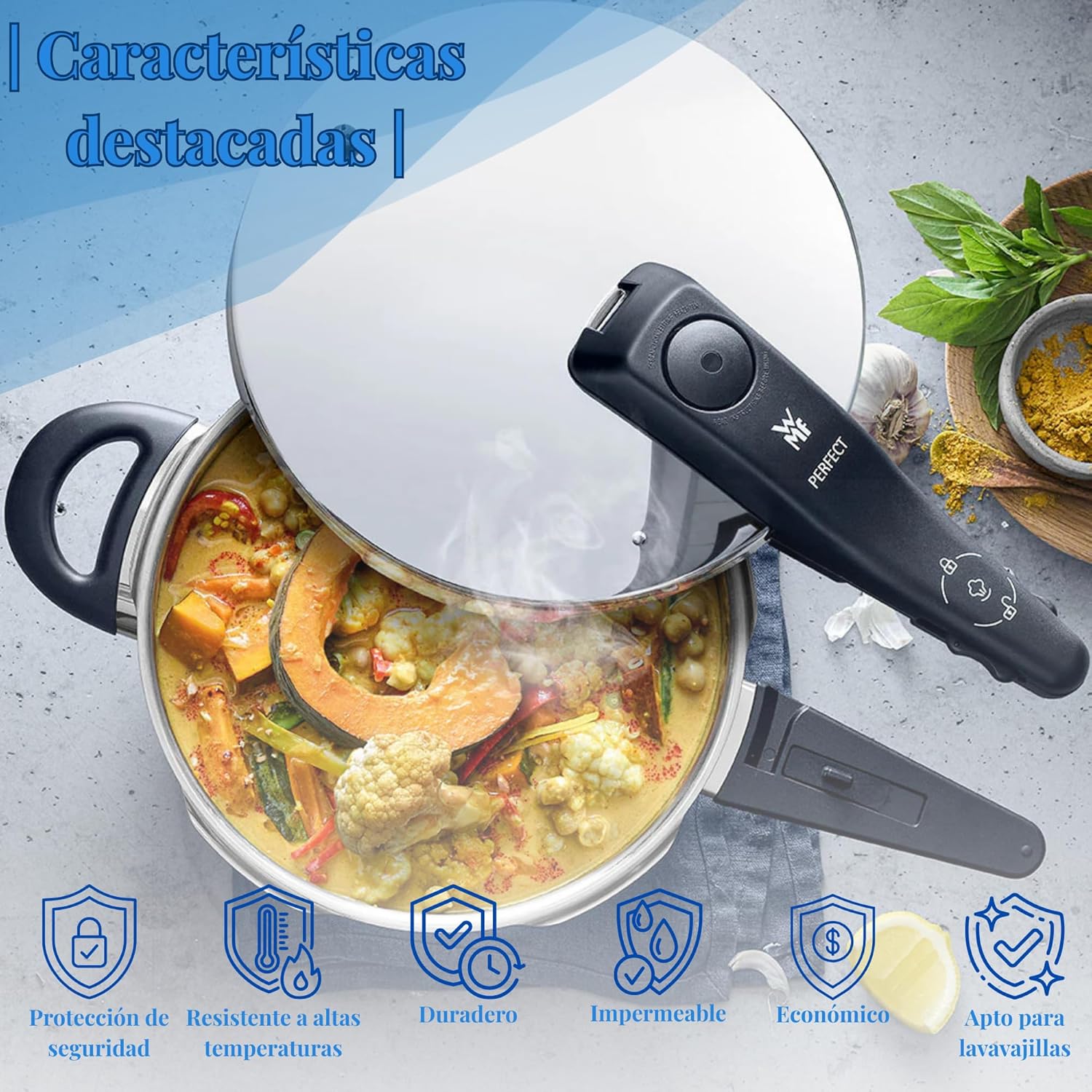 Pack of 2 WMF WMF Plus Ø22 cm (3L, 4.5 L, 6.5 L, 8.5 L) + 2 WMF Cooking Indicator Valve Ø3 cm, Pressure Cooker Rubber Gasket, Compatible Replacement
