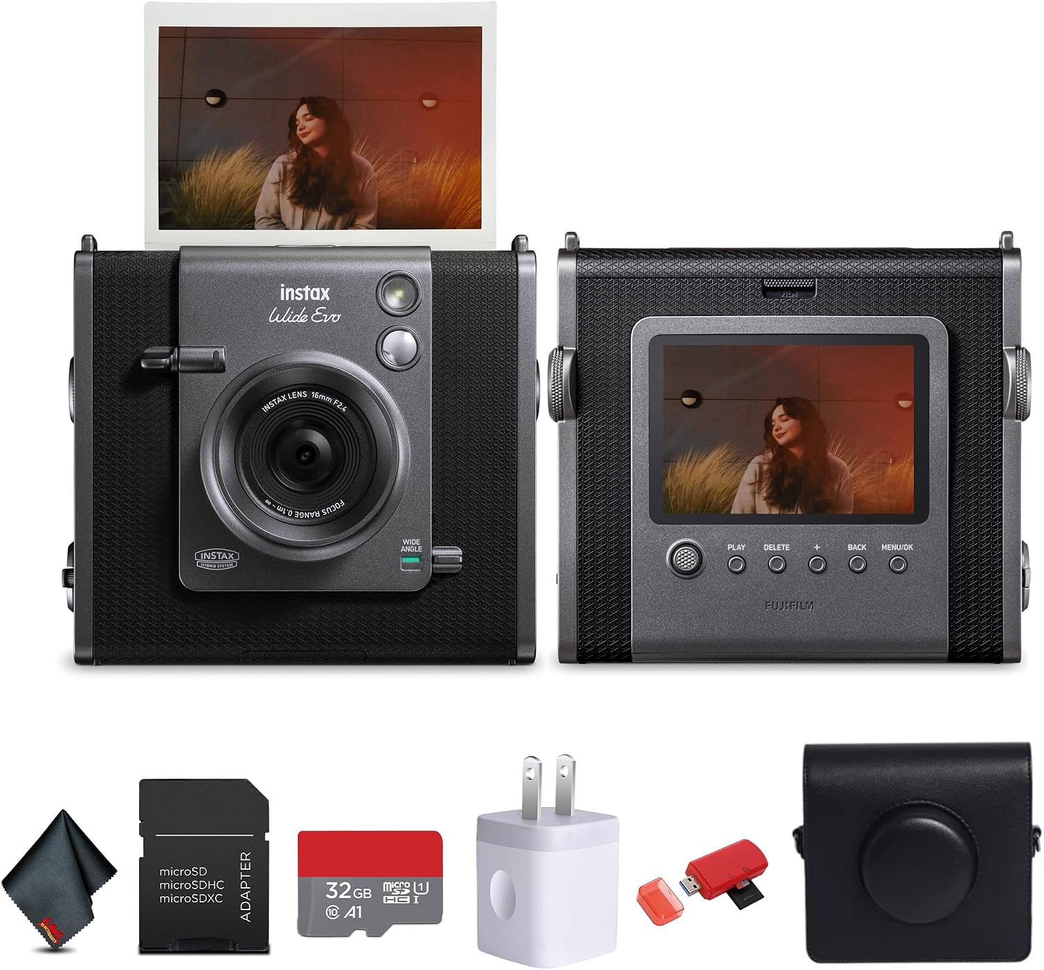 FUJIFILM INSTAX Wide Evo Hybrid Instant Camera Bundle