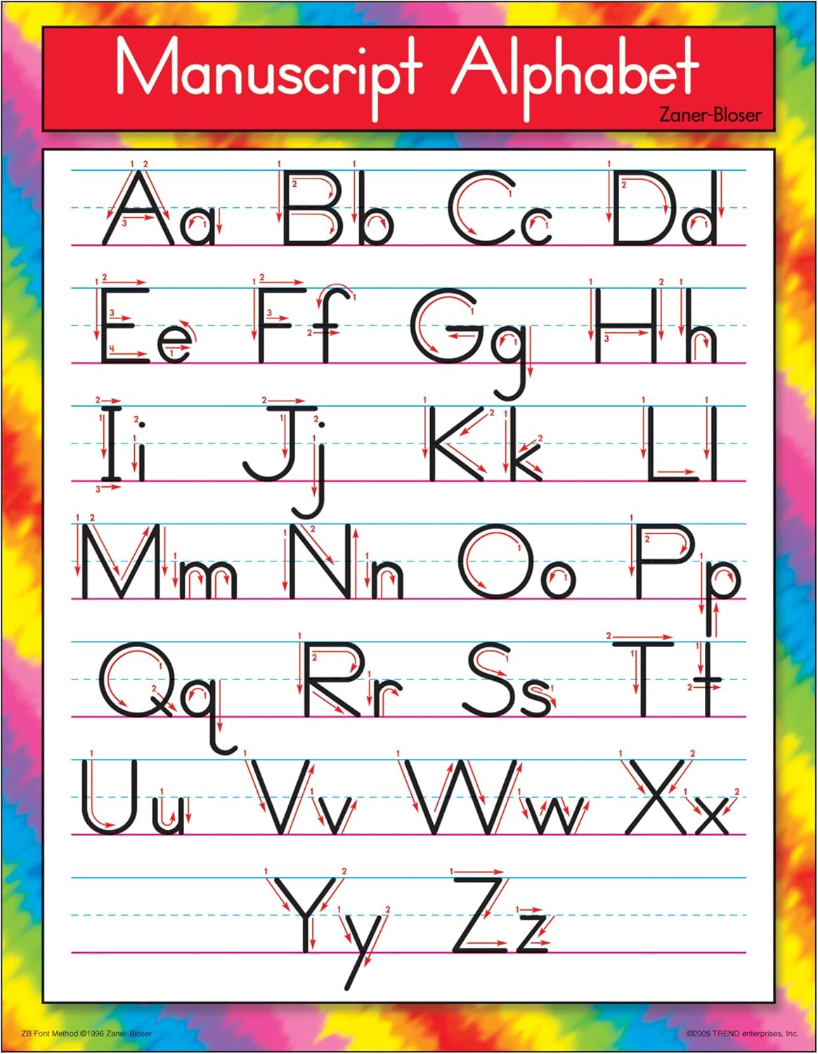 10 Best Zaner Bloser Handwriting Chart Printable Printablee Com 