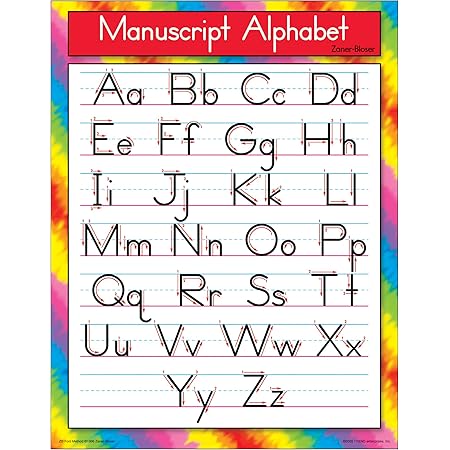 amazon com trend enterprises inc cursive alphabet zaner bloser learning chart 17 x 22 school classroom decorations office products