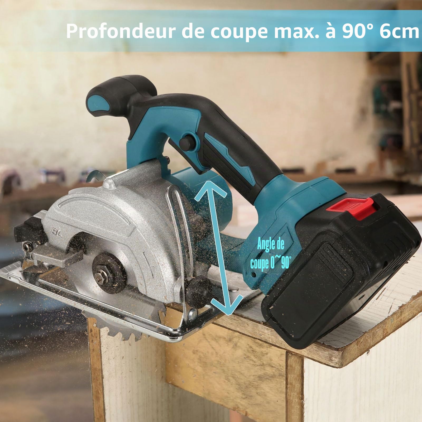 Scie Circulaire Sans Fil Compatible Batterie Makita 18V, 125 mm | Moteur Sans Balais, 3 Lames Incluses, Coupe en Biseau 0-45°, Profondeur de Coupe 40 mm, Bois, Métal et Plastique