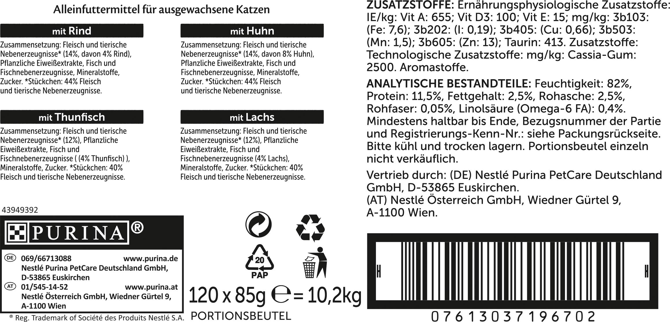 FELIX Katzennassfutter in Gelee Gemischte Vielfalt mit Huhn 120x 85 g