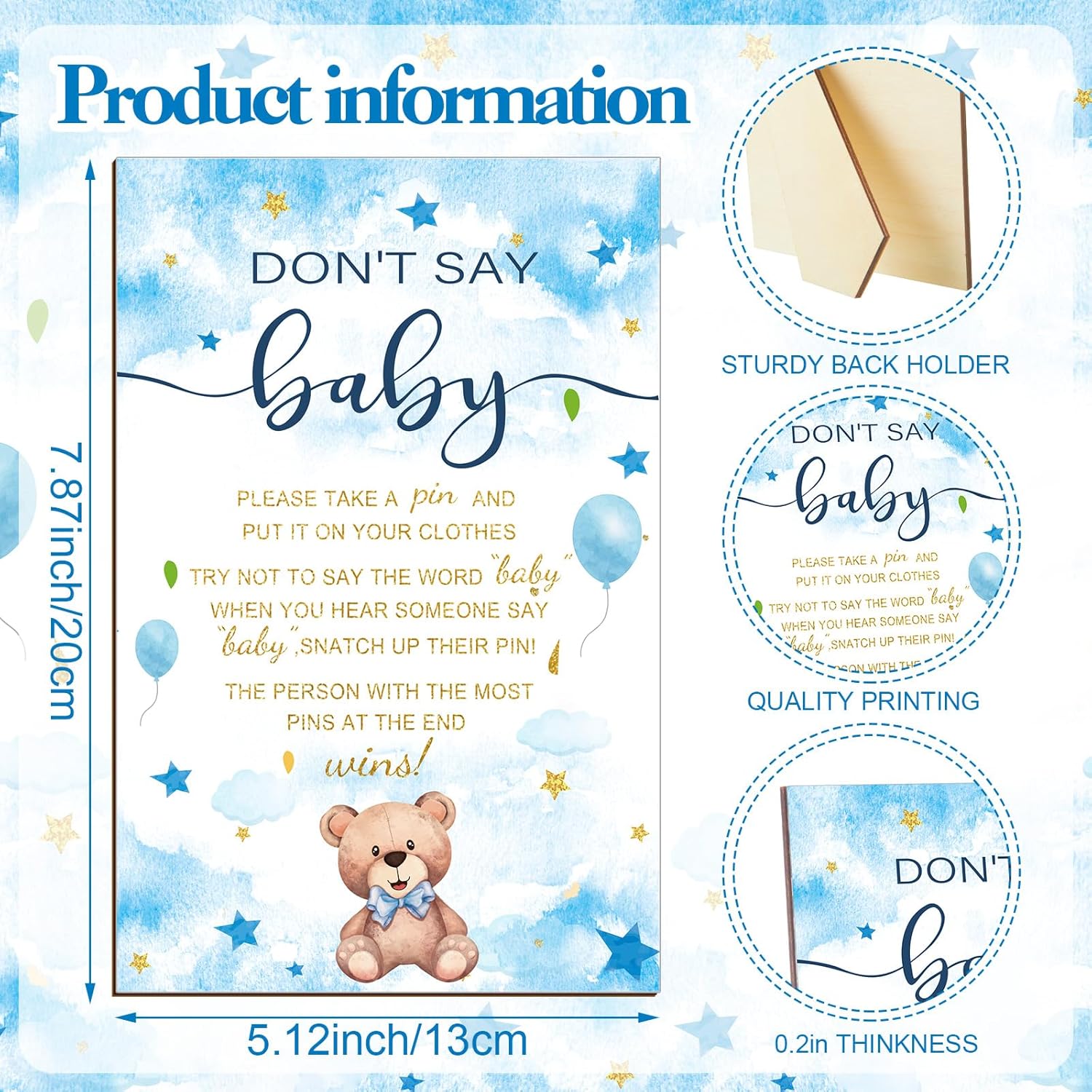 Patelai 321 Bearly Wait Baby Shower Decorations Blue Bear Party Supplies Bearly Wait Baby Shower Games 5 Set Don't Say Serves 50 Guests for Blue Bear Gender Reveal Birthday Party Decorations Supplies