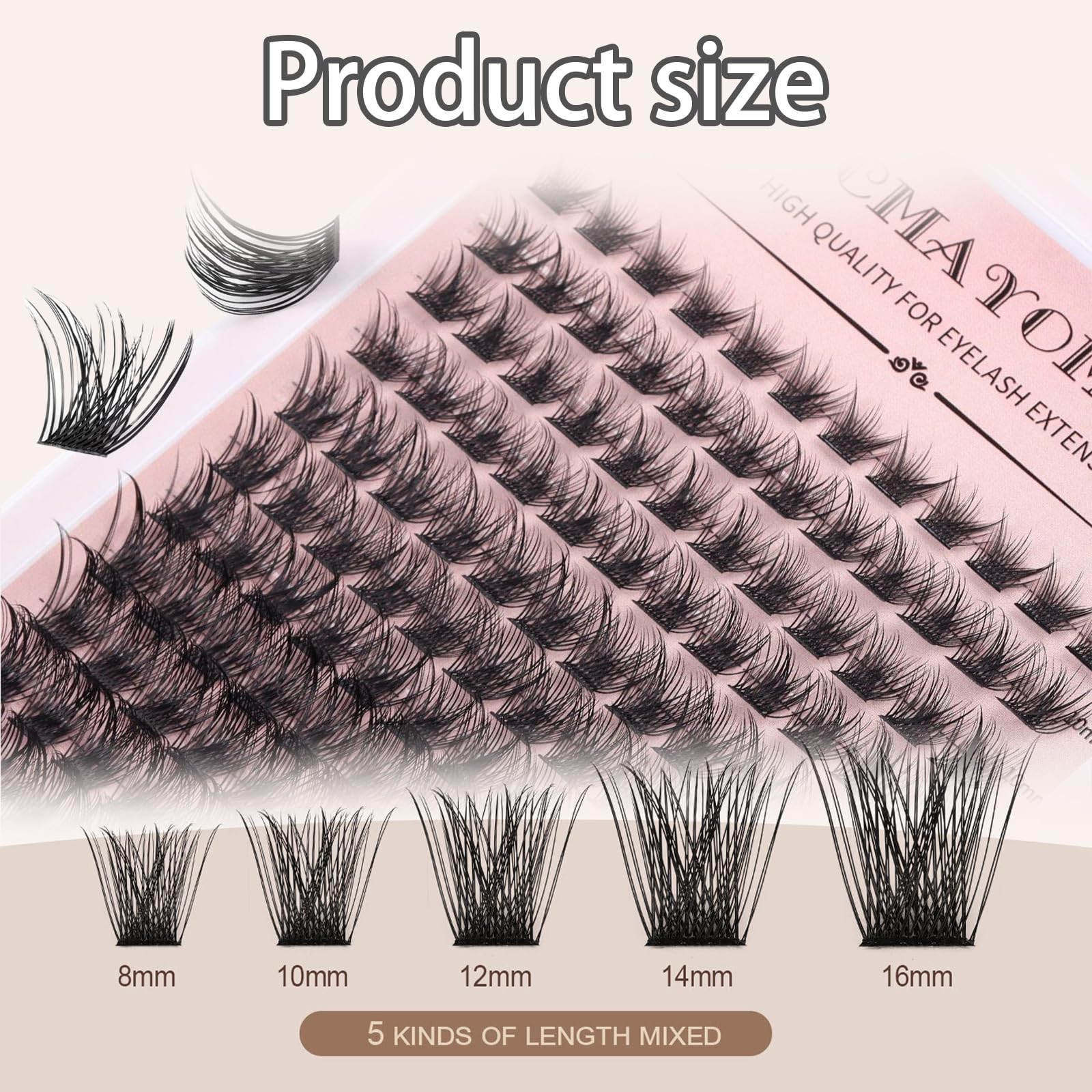 AYNKH 144 C Curl Cluster Lashes Wispy Thick Cluster Lashes Natural Individual Eyelashes DIY Clusters Lashes Wispy Eyelash Extensions 8-16MM - Image 2