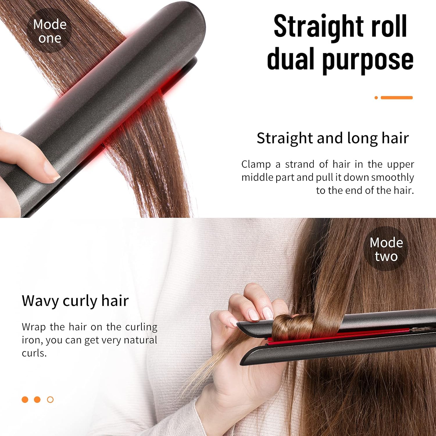 Hair Straightener, 2 in 1 Straightener and Curling Iron, Ceramic Flat Iron with LCD Display, 30s Fast Heating, Adjustable Temperature, Professional Styling Tools & Appliances for All Hair Types : Beauty & Personal Care