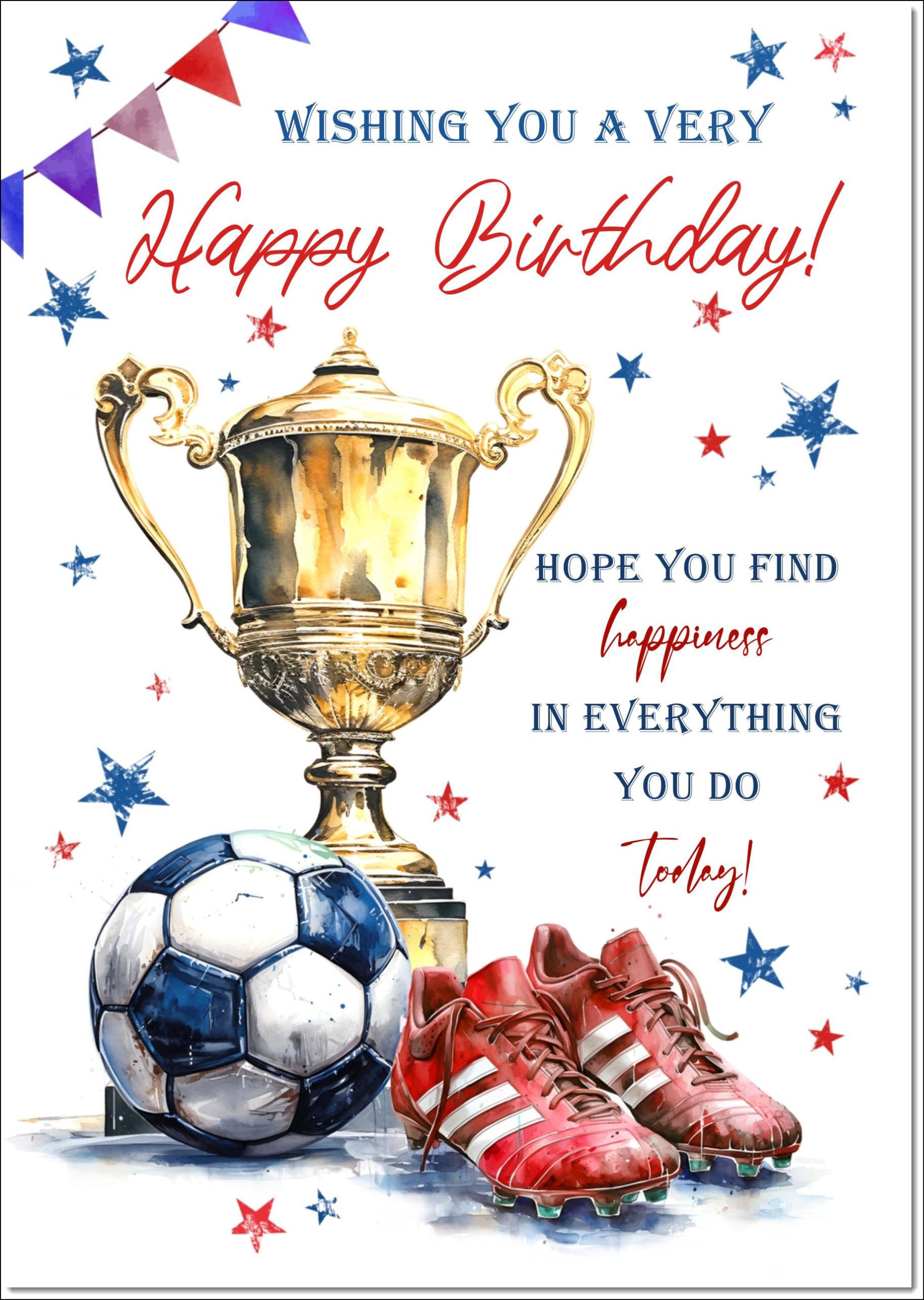 doodlecards Birthday Card for Him Footballer's Trophy Large A4 Size with Plain Envelope