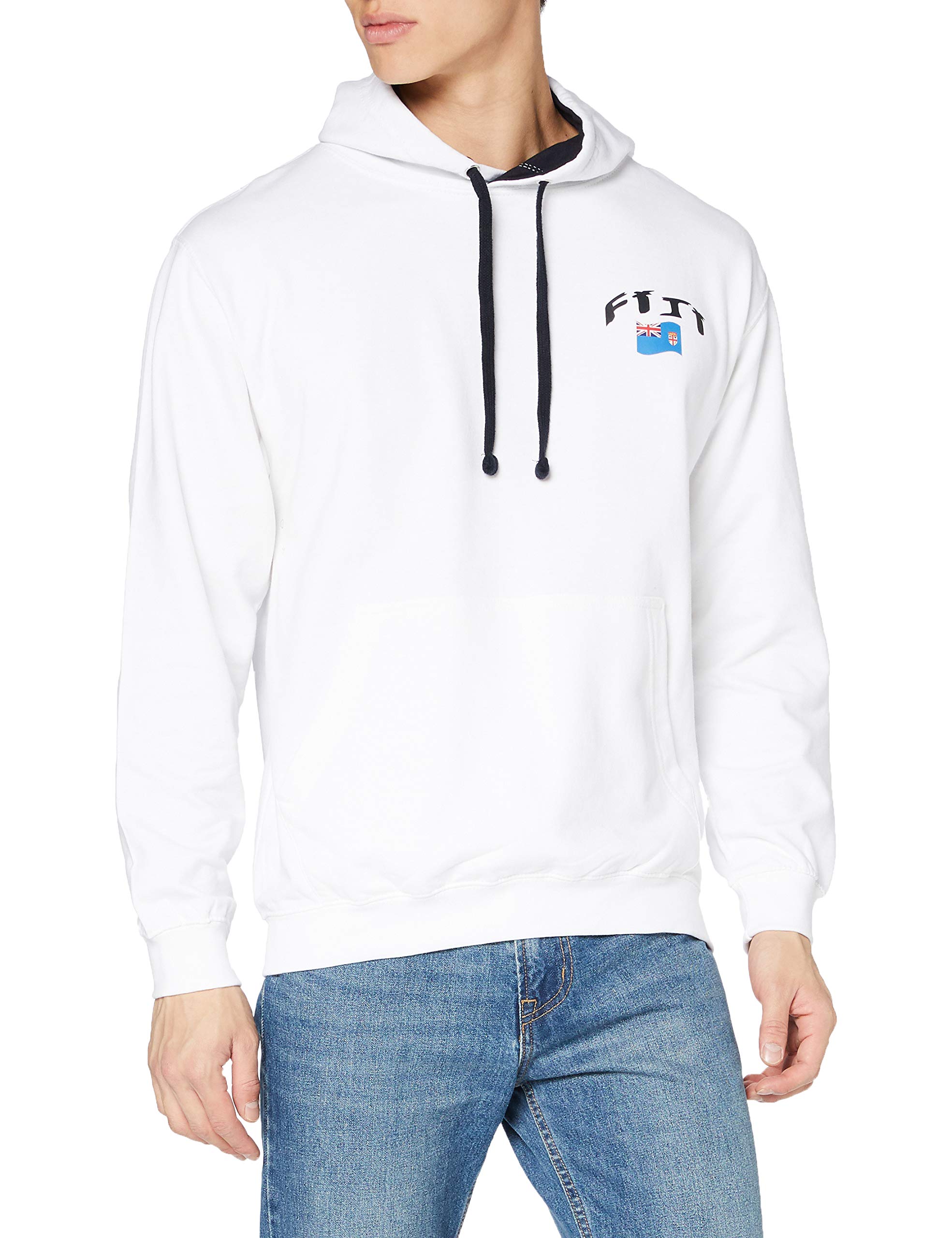 Supportershop Rugby Fiji Unisex Hooded Sweatshirt Rugby Fiji, unisex_adult, Fiji Rugby Hoodie, 5060672802451, white, S