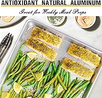 Vista 6 de Juego de bandejas para hornear de calidad comercial, hoja de galletas de aluminio natural, Umite Chef hoja de hornada resistente a