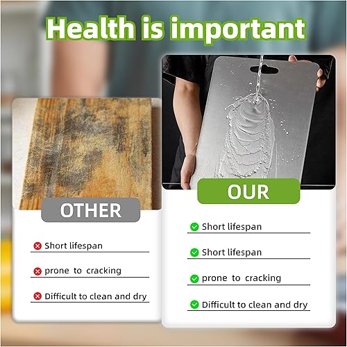 Miniatura 6 de Tabla de cortar de titanio para cocina, tabla de cortar de titanio gruesa, fácil de limpiar, de doble cara, duradera de grado alimenticio, tabla de