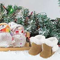 Vista 2 de Bencailor 3 pares de zapatos de muñeca de 18 pulgadas, botas de invierno, botas de nieve, accesorios de Navidad para vestir (negro, blanco y marrón)