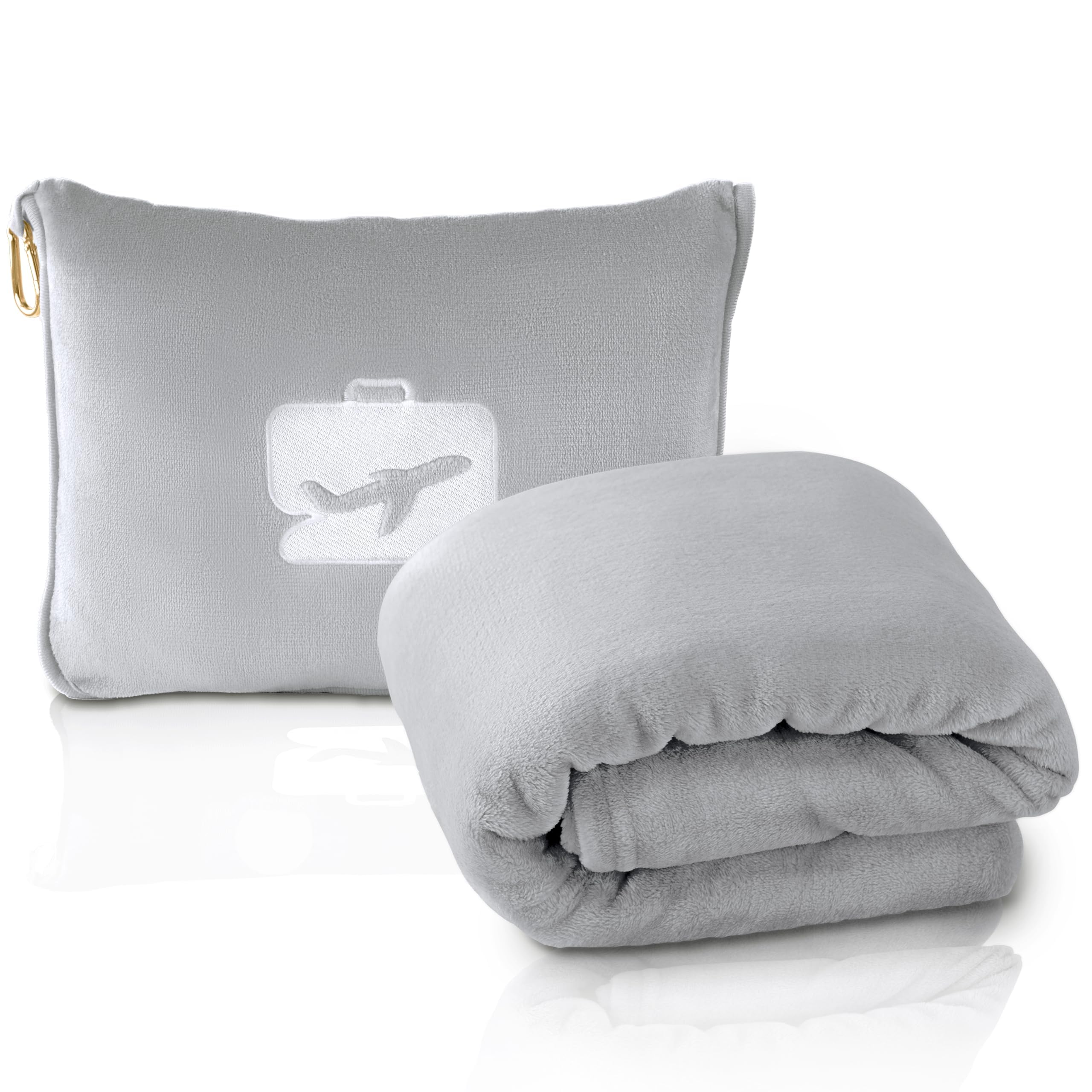 EverSnug Travel Blanket and Pillow - Ultra-Soft, Compact & Lightweight, 65x40 Inches, with Carry Case, Luggage Sleeve & Backpack Clip for Airplane Comfort (Light Grey)-image-19