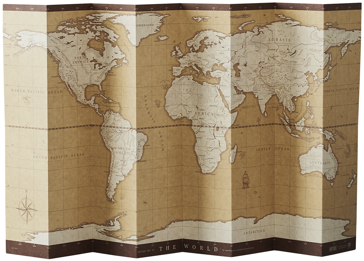 Amazon | マルモ印刷 ジオグラフィア 世界地図 自立式 アンティーク M